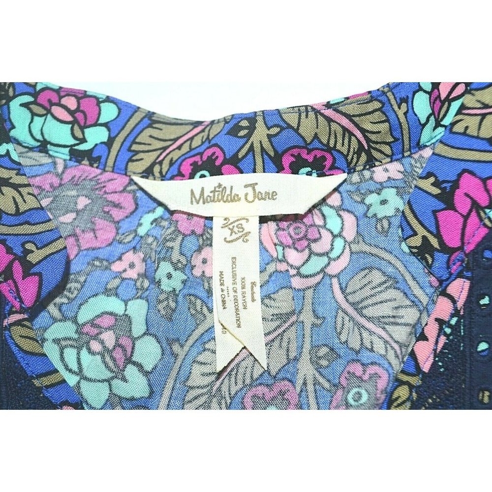MATILDA JANE - Women's V-Neck Floral Pattern Dress, Size Extra Small